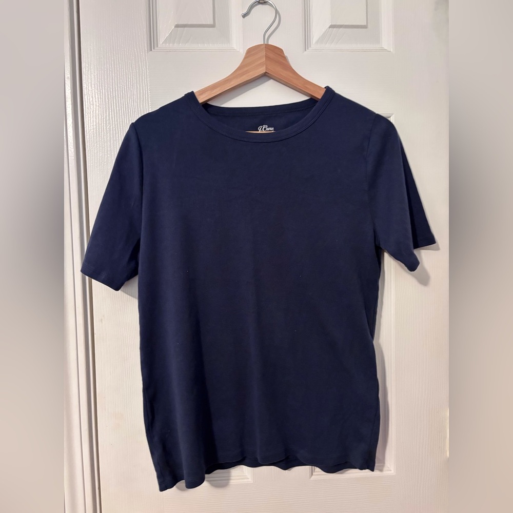 J. Crew Women Dark Navy Short Sleeve Crew Tee